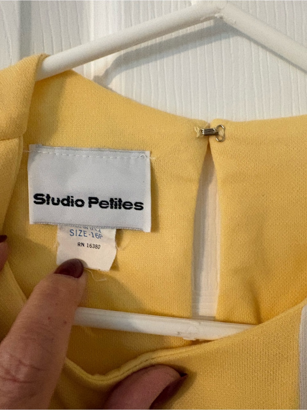 80s Vintage Colorblock Midi Dress Yellow Gray 16P - Picture 3 of 8